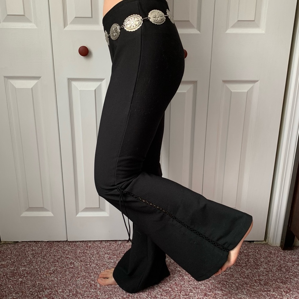 Vintage Rave y2k black bell bottoms flared pants size S Made in USA